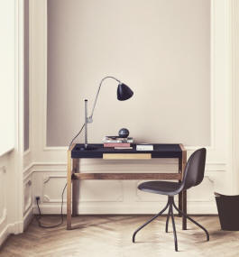 A nice little corner work space accessoried with a really good looking lamp from Best & LLoyd